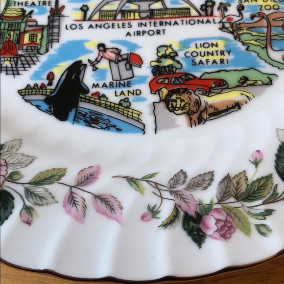 Creative fine china California Souvenir Plate with Floral Design - Picture 3 of 8